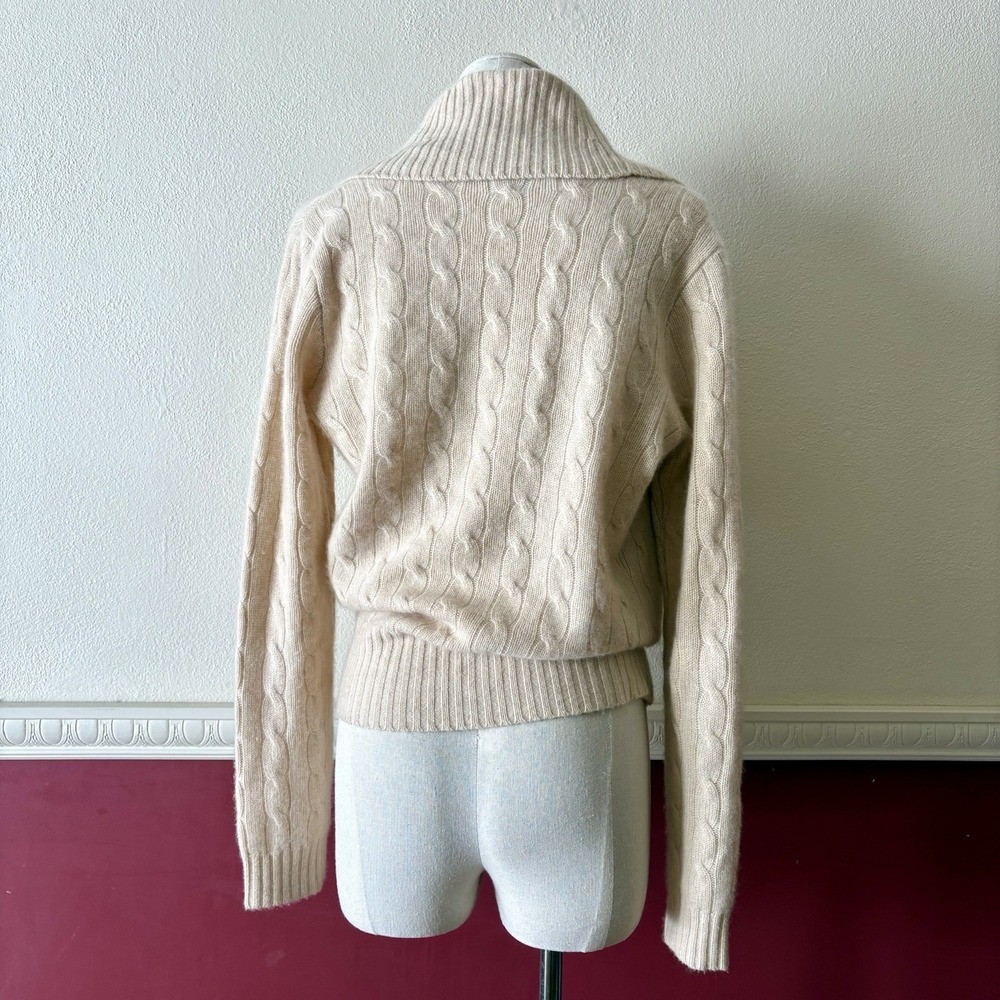 Ralph Lauren Black Label cashmere wraparound shawl collar cablenknit sweater - Picture 5 of 12